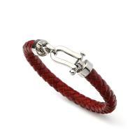 Pulseras de cordón de cuero artificial, con acero inoxidable 316L, pulido, Joyería & para hombre, más colores para la opción, longitud:17-23 cm, Vendido por UD