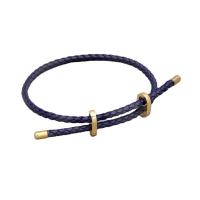 Pulseras de cordón de cuero artificial, con acero inoxidable 316L, chapado en color dorado, Ajustable & Joyería & unisexo, más colores para la opción, longitud:14-23 cm, Vendido por UD