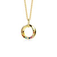 Cúbicos circón Micro pavimenta collar de plata Esterlinas, Plata de ley 925, chapado en color dorado, Joyería & micro arcilla de zirconia cúbica & para mujer, dorado, 15.1mm, longitud:aproximado 17.7 Inch, Vendido por UD