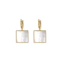 Huggie Hoop Drop Earring, 925 Sterling Silver, with White Shell & Abalone Shell, gold color plated & for woman 16mm 