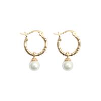 Huggie Hoop Drop Earring, 925 Sterling Silver, with Shell Pearl, plated, fashion jewelry & for woman 