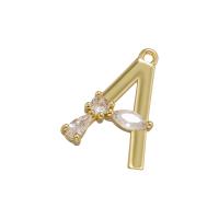 Cubic Zirconia Micro Pave Brass Pendant, Letter, plated & micro pave cubic zirconia 