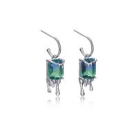 Boucle d'oreille goutte argent sterling, Argent sterling 925, avec tourmaline, Plaqué de platine, bijoux de mode & pour femme, dégradé de couleur Vendu par PC