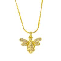 Cubic Zircon Micro Pave Brass Necklace, Bee, gold color plated & micro pave cubic zirconia & for woman, gold 