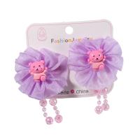 Children Hair Clip, Cloth, with Plastic, Bowknot, for children 60mm 