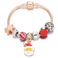 Europeo pulseras de cristal mixto, metal, con colgante de aleación del cinc, chapado en color dorado, Diseño de Navidad & diverso tamaño para la opción & para mujer & esmalte & con diamantes de imitación, multicolor, Vendido por UD