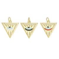 Cubique Pendentif en laiton zircon pavent, triangle, Placage de couleur d'or, pavé de micro zircon & émail, plus de couleurs à choisir Environ 3mm, Vendu par PC