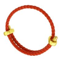 Mode Wachsschnur Armbänder, 304 Edelstahl, mit Wachsschnur, 18K vergoldet, Modeschmuck & unisex, rot, 13*4mm,3mm, Länge:ca. 6 ZollInch, verkauft von PC