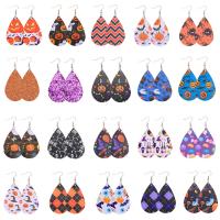 Wood Drop Earring, Teardrop, Halloween Design & for woman 30-80mm 