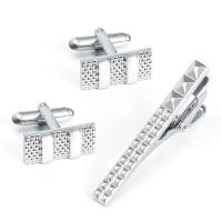 metal Conjunto de Manguitos Tie Clip, chapado, para hombre, más colores para la opción, 20x9mm,45x5mm, Vendido por Set