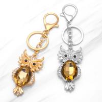 Zinc Alloy Key Clasp, with Crystal, Owl, plated, Unisex & with rhinestone .9 Inch 