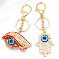 Zinc Alloy Key Clasp, Evil Eye, gold color plated, Unisex & enamel & with rhinestone, golden .9 Inch 