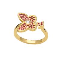 Cubic Zirconia Micro Pave Brass Finger Ring, Butterfly, gold color plated, micro pave cubic zirconia & for woman 12mm 