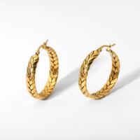 Stainless Steel Hoop Earring, 304 Stainless Steel, 18K gold plated, fashion jewelry & for woman, golden 