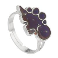 Emaille Stimmung Fingerring, Zinklegierung, mit Lampwork, Dinosaurier, silberfarben plattiert, Modeschmuck, Silberfarbe, 18.5x13mm,4mm, Größe:7, verkauft von PC