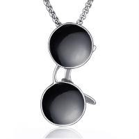 Pendentifs en titane, Acier titane, Lunettes, goutté d'époxy, le style de punk & pour homme, noire, 22mm, Vendu par PC