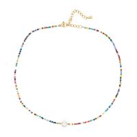 Petite perle en verre de collier 
, Seedbead, avec perle d'eau douce cultivée, bijoux de mode & pour femme, multicolore, 480mm, Vendu par PC