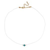 Petite perle en verre de collier 
, Seedbead, avec turquoise & acier inoxydable, fait à la main, bijoux de mode & pour femme, plus de couleurs à choisir, 470mm, Vendu par PC