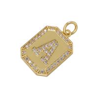 Cubic Zirconia Micro Pave Brass Pendant, Square, plated & micro pave cubic zirconia 