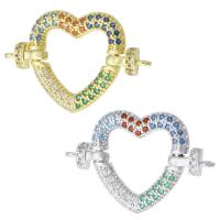 Cubic Zirconia Micro Pave Brass Connector, Heart, plated, micro pave cubic zirconia & hollow Approx 1mm 