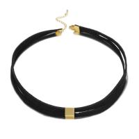 Schmuck Perlen Halskette, Zinklegierung, mit Wollschnur, mit Verlängerungskettchen von 5cm, goldfarben plattiert, Modeschmuck & für Frau, schwarz, 8mm, Länge:40 cm, verkauft von PC