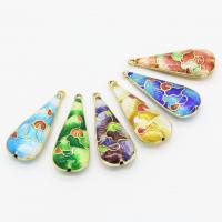 Colgantes de Cloisonné, con metal, Gota, chapado en color dorado, unisexo, más colores para la opción, 16x40mm, Vendido por UD