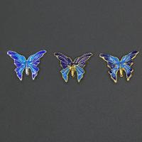 Silber vergoldet Cloisonne Perlen, Cloisonné, mit Zinklegierung, Schmetterling, DIY & Emaille, keine, 19x23mm, verkauft von PC