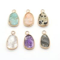 Gemstone Brass Pendants, Natural Stone, with Brass, gold color plated & Unisex 