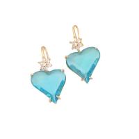 Pendientes Gota de Cristal, con metal, Corazón, chapado en color dorado, micro arcilla de zirconia cúbica & para mujer, más colores para la opción, 50x20mm, Vendido por Par