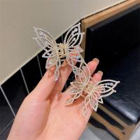 Hair Claw Clips, Zinc Alloy, with Rhinestone & Plastic Pearl, Butterfly, fashion jewelry & for woman 