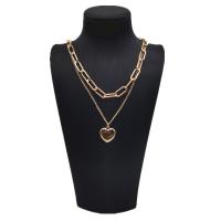 Zinc Alloy Necklace, Heart, gold color plated, Double Layer & fashion jewelry & for woman, golden cm, 48 cm 