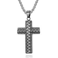 Collier de bijoux de titane, Acier titane, croix, pistolet noir plaqué, styles différents pour le choix & pour homme, noire Environ 17.7 pouce, Vendu par PC