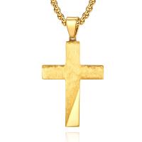 Titanium Steel Necklace, Cross, plated & for man Approx 17.7 Inch 