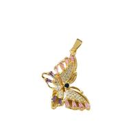 Cubic Zircon Micro Pave Brass Necklace, Butterfly, gold color plated & micro pave cubic zirconia & for woman & hollow, multi-colored Approx 17.7 Inch 