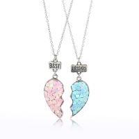 Zinc Alloy Children Jewelry Set, with Sequins, Heart, platinum color plated, 2 pieces & for children & epoxy gel 