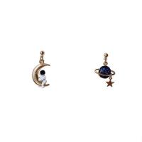 Asymmetric Earrings, Zinc Alloy, with Plastic, Astronaut, gold color plated, for woman & enamel 