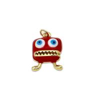 Enamel Brass Pendants, Cartoon, 18K gold plated 