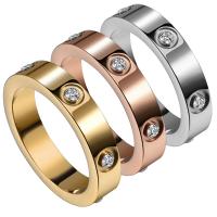 Titan Stahl Fingerring, Titanstahl, Vakuum-Ionen-Beschichtung, Modeschmuck & verschiedene Größen vorhanden & Micro pave Zirkonia & für Frau, keine, verkauft von PC