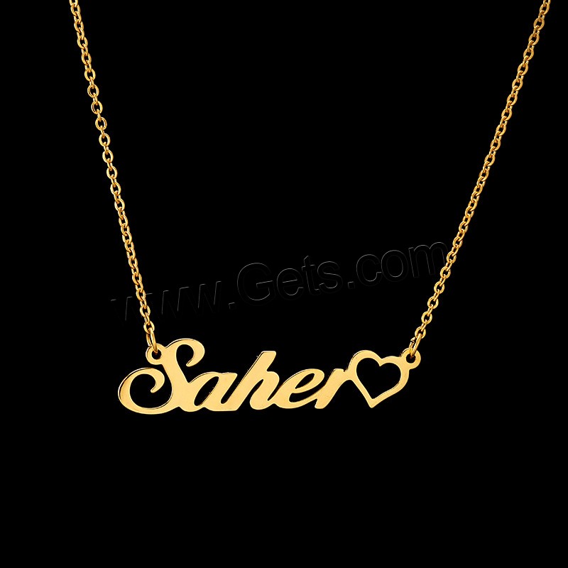 Collar de Acero Inoxidable, acero inoxidable 304, con 1.97inch extender cadena, Recubrimiento iónico al vacío, Cada texto personalizado debe tener menos de 10 letras & Joyería & para mujer, dorado, longitud:aproximado 17.72 Inch, Vendido por UD