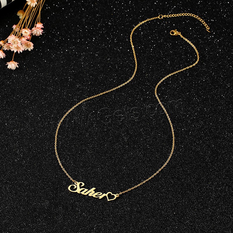 Collar de Acero Inoxidable, acero inoxidable 304, con 1.97inch extender cadena, Recubrimiento iónico al vacío, Cada texto personalizado debe tener menos de 10 letras & Joyería & para mujer, dorado, longitud:aproximado 17.72 Inch, Vendido por UD