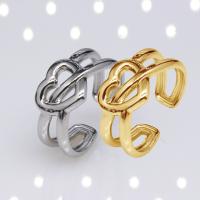 304 Stainless Steel Open Finger Ring, Heart, Vacuum Ion Plating, fashion jewelry & for woman & hollow 10mm 