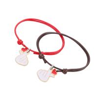 Fashion Create Wax Cord Bracelets, with Zinc Alloy, plated, 2 pieces & Adjustable & fashion jewelry & enamel cm 