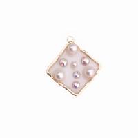 Pendentifs de stras en alliage Zinc, alliage de zinc, avec perle de plastique, Placage de couleur d'or, DIY & styles différents pour le choix & émail & avec strass, plus de couleurs à choisir, Vendu par PC