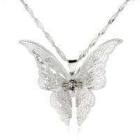 Zinc Alloy Necklace, Butterfly, silver color plated, fashion jewelry & Unisex, silver color cm 