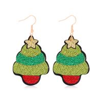 Pendientes de Navidad, paño, con aleación de zinc, Árbol de Navidad, Joyería & diferentes estilos para la opción & para mujer, más colores para la opción, 38.3x43.5mm, Vendido por Par