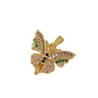 Cubique Pendentif en laiton zircon pavent, papillon, Placage de couleur d'or, styles différents pour le choix & pavé de micro zircon & pour femme, multicolore Environ 17.7 pouce, Vendu par PC