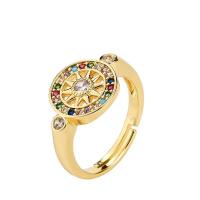 Cubic Zirconia Micro Pave Brass Finger Ring, gold color plated, Adjustable & micro pave cubic zirconia & for woman 