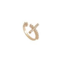 Cubic Zirconia Micro Pave Brass Finger Ring, Cross, gold color plated, Adjustable & micro pave cubic zirconia & for woman 