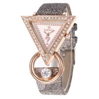 Women Wrist Watch, Zinc Alloy, with PU Leather & Glass, waterproofless & Chinese movement & for woman & with rhinestone 33*9mm 