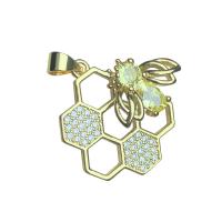 Cubique Pendentif en laiton zircon pavent, Placage de couleur d'or, styles différents pour le choix & pavé de micro zircon & pour femme & creux, plus de couleurs à choisir, Vendu par PC